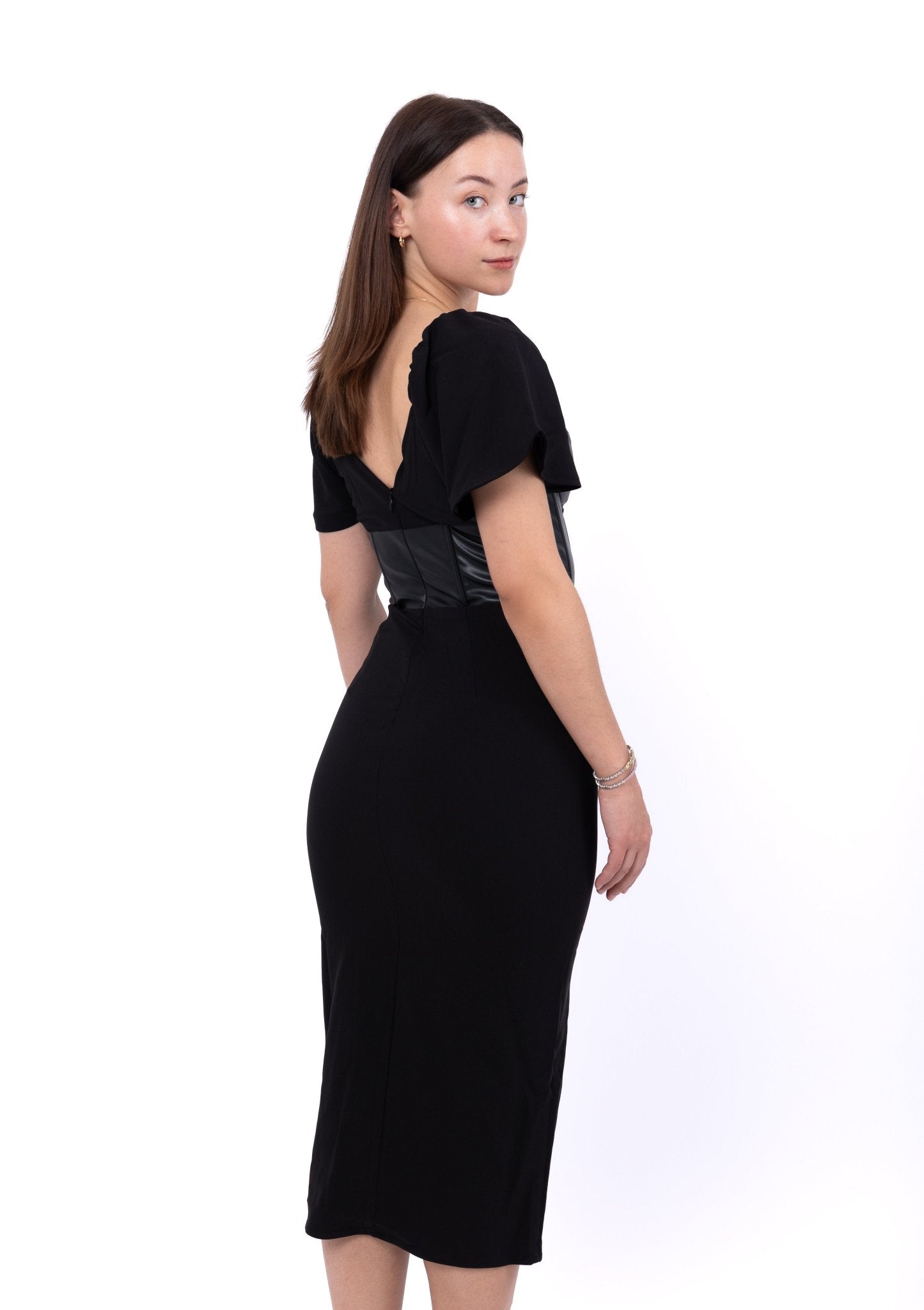 Black leather corset dress - #GT#