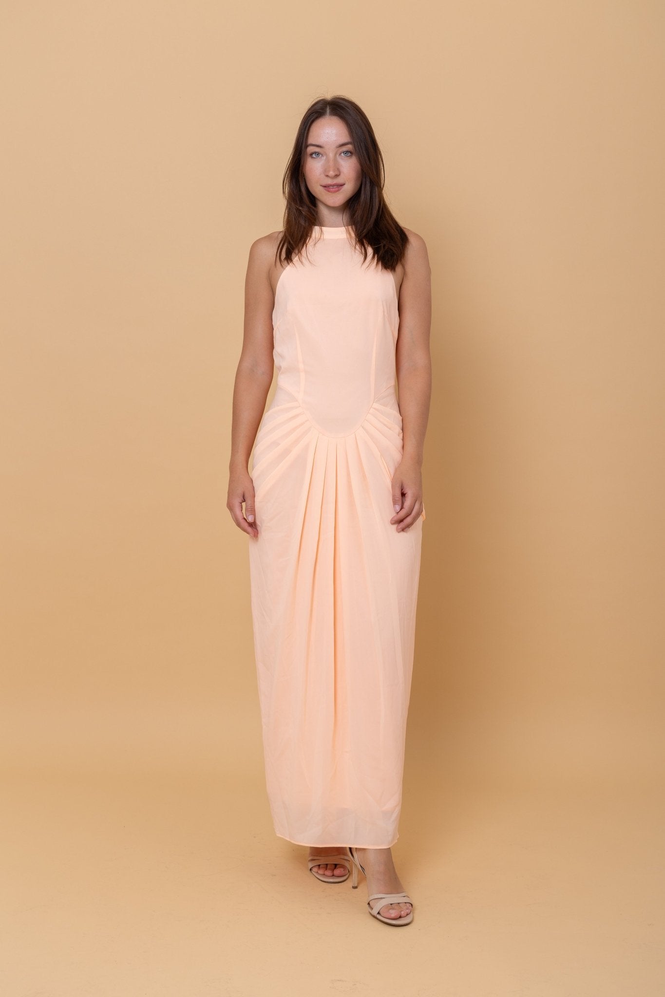 Peach Summer Maxi dress - #GT#