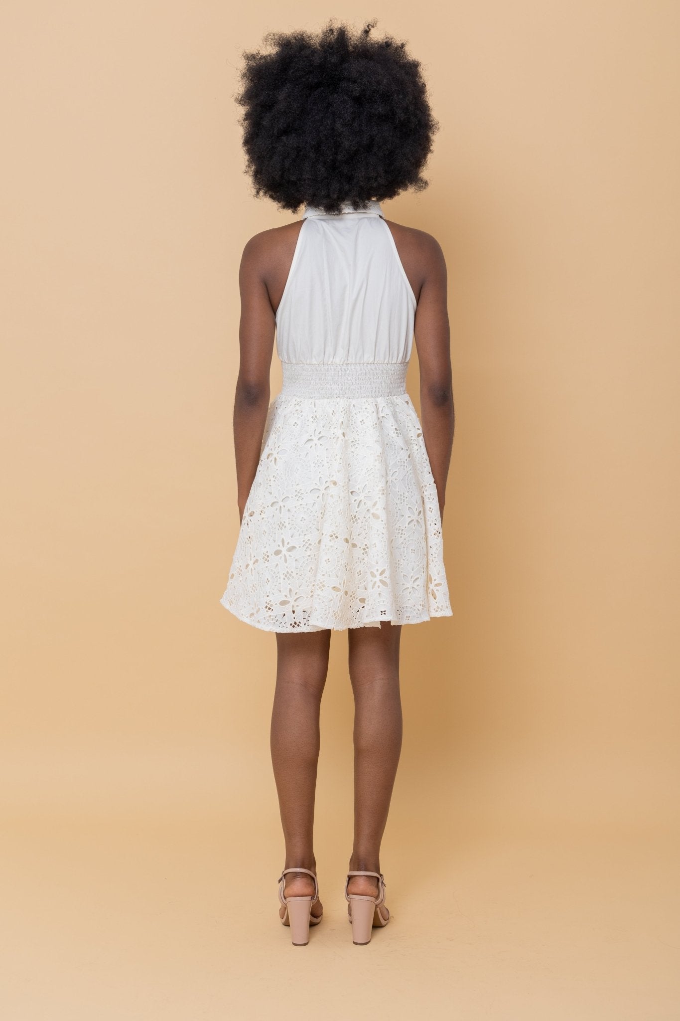 Vintage - Inspired White Dress with Bow Detail - #GT#